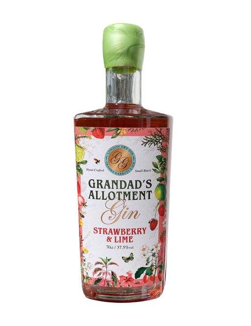 Grandads Allotment Strawberry & Lime Gin 37.5% made with fresh British Farm Fruit