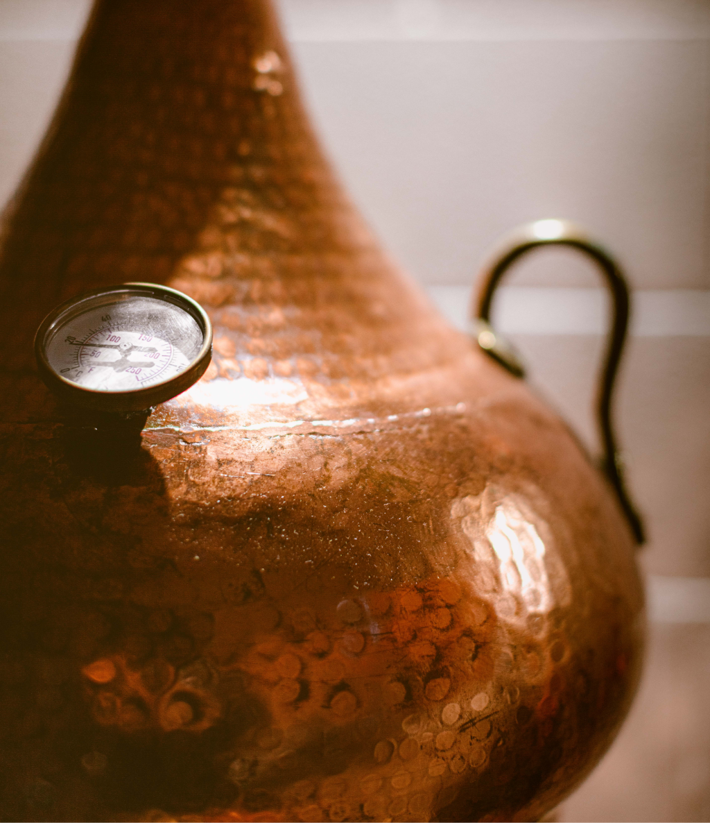 Exeter Gin Copper Still used to make small batch gin at the distillery. You will see them when you book and come to the gin school or gin tasting. 